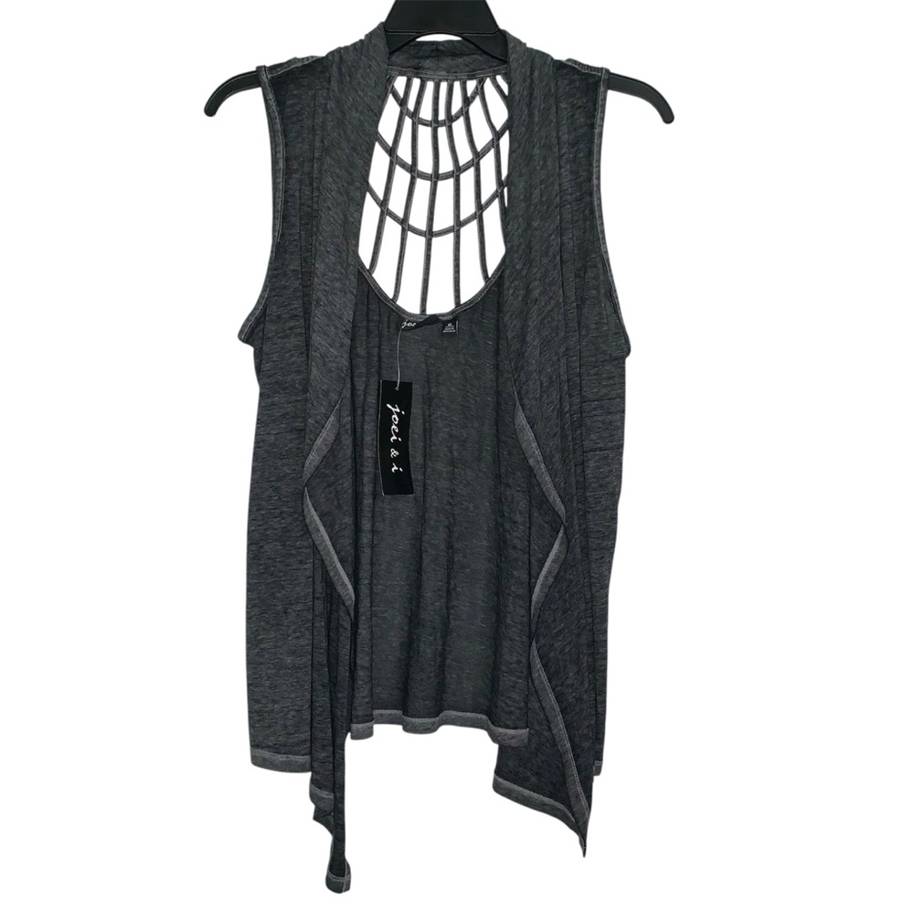 Joei & I long sleeve less cardigan, gray woman size Medium NWT
